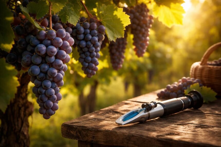 A mustfok méréséhez szükséges eszközök és lépések bemutatása, cukor szintek és alkohol várható tartalma.