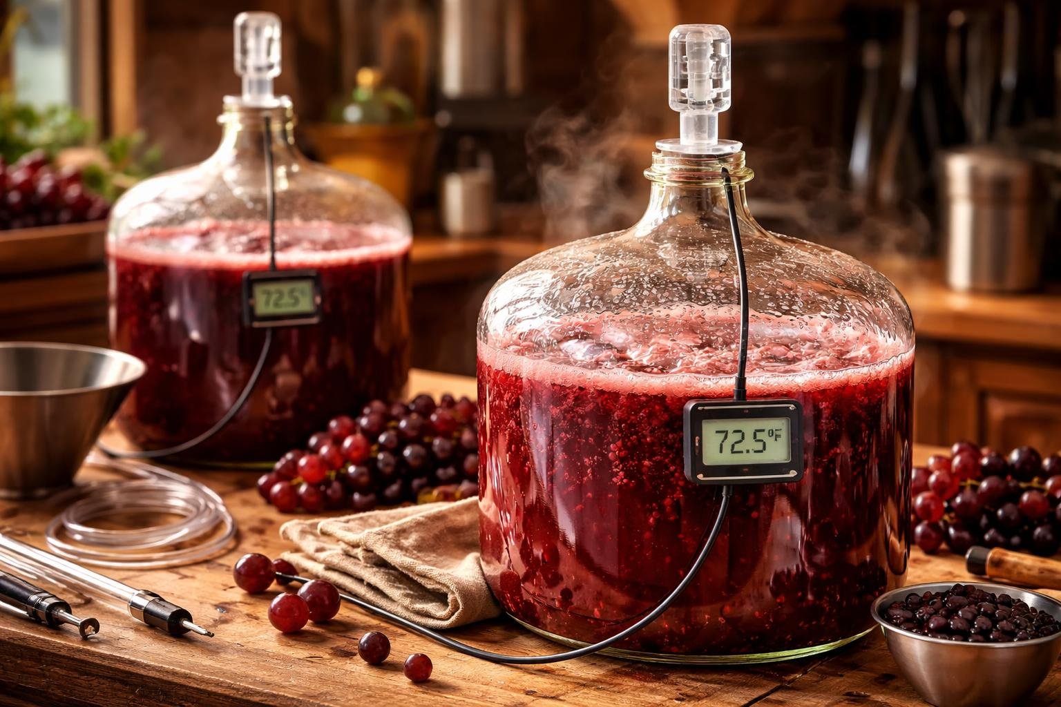 Otthoni vörösbor erjesztése, hőmérséklet és idő precíz szabályozása